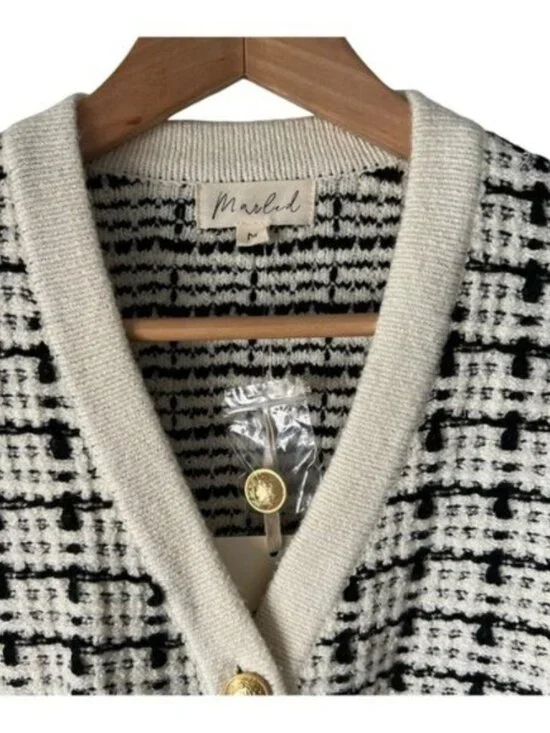 Marled Chic Black and White Checkered Cardigan - Picture 6 of 7